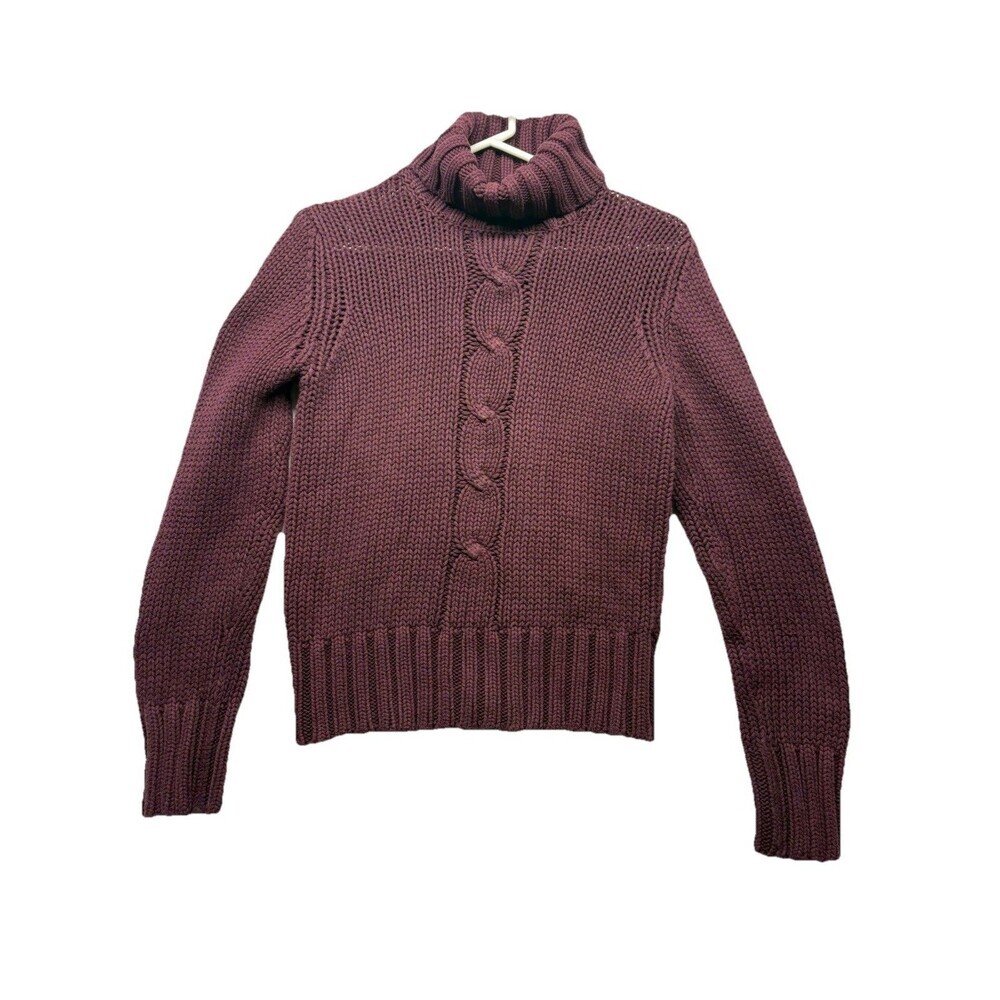 American Eagle Outfitters Plum Chunky Cable Knit Turtleneck Sweater Size Medium